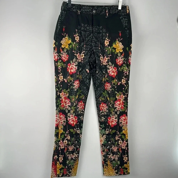 Johnny Was Pete&Greta Mono Pant Multicolor Floral Print Cotton Trouser Jean Sz 4 - Picture 4 of 16